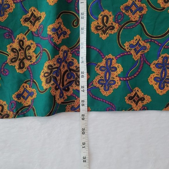 VTG Regina Porter Secretary Blouse Womens Size 14 Green Gold Knot Rope - Picture 10 of 15